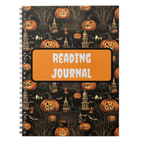 Halloween Pumpkin Pattern Dark Notebook