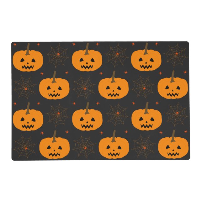 Halloween Pumpkin Pattern Laminated Placemat (Front)