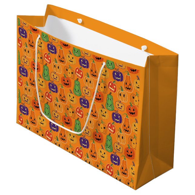 Halloween Pumpkin Pattern Large Gift Bag (Front Angled)
