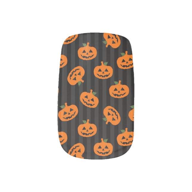 Halloween Pumpkin Pattern Minx Nail Wraps (Right Thumb)