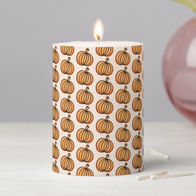 Halloween Pumpkin pattern Pillar Candle (In Situ)