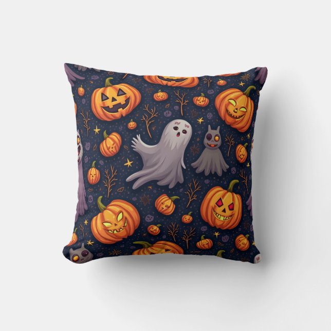 Halloween pumpkin pattern pillow cushion (Front)
