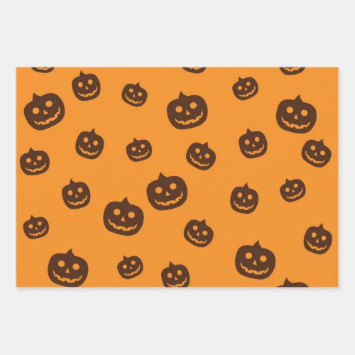 Halloween pumpkin pattern wrapping paper sheets