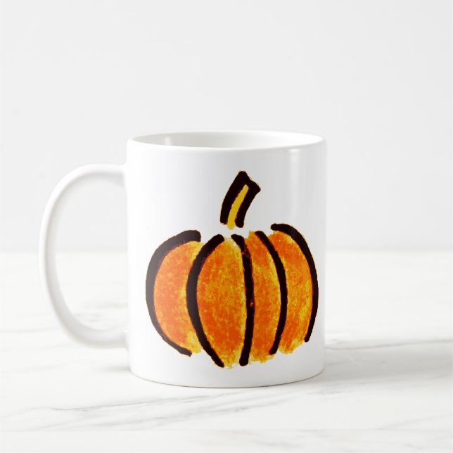 Halloween Pumpkin Pencil Drawing, Pumpkins Coffee Mug (Left)