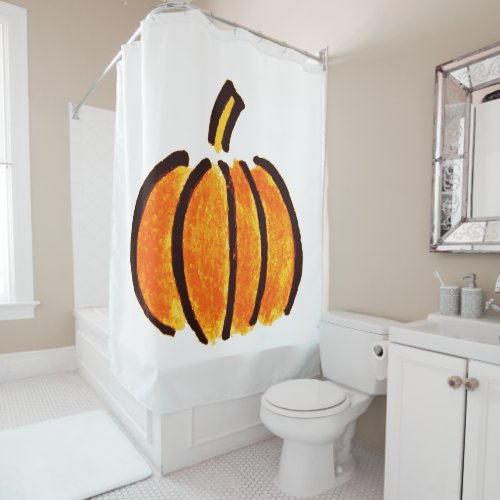 Halloween Pumpkin Pencil Drawing Pumpkins Shower Curtain