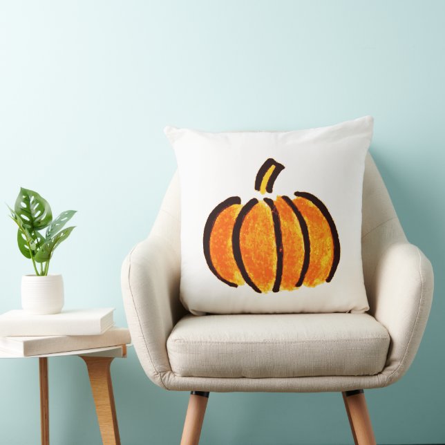 Halloween Pumpkin Pencil Drawing, Pumpkins Throw Pillow (Chair)