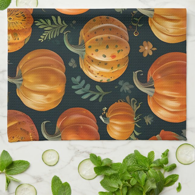 Halloween Pumpkin pie Vibes  Kitchen Towel (Folded)