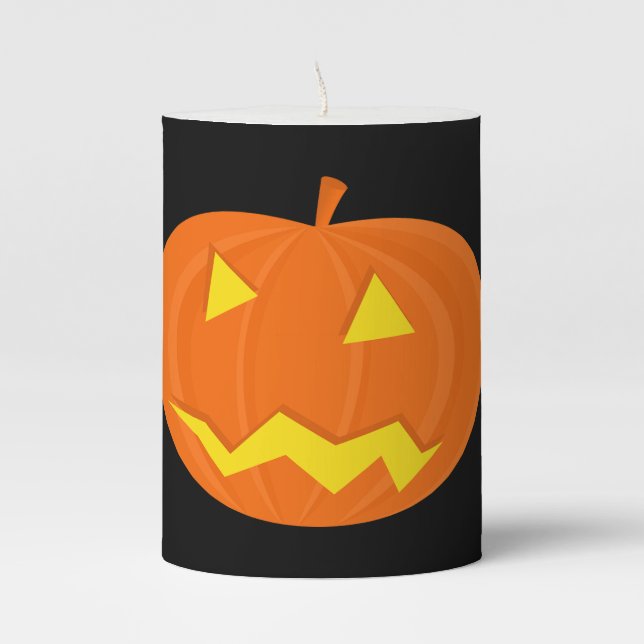 Halloween Pumpkin  Pillar Candle (Front)