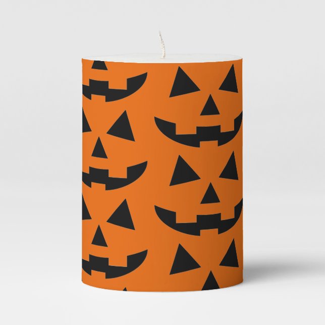 Halloween Pumpkin Pillar Candle (Front)