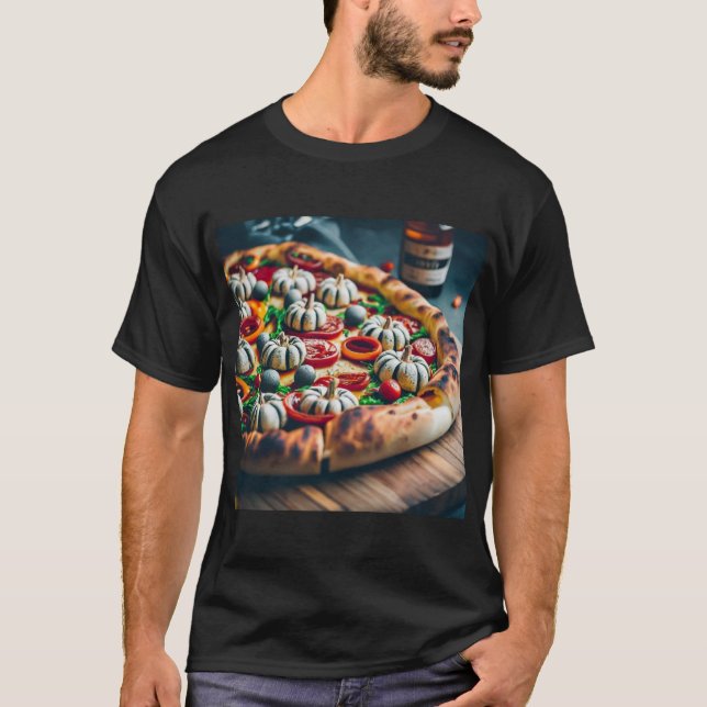 Halloween Pumpkin Pizza T-Shirt (Front)