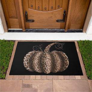 Halloween Pumpkin Plaid Leopard Fall Thanksgiving  Doormat