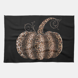 Halloween Pumpkin Plaid Leopard Fall Thanksgiving Kitchen Towel