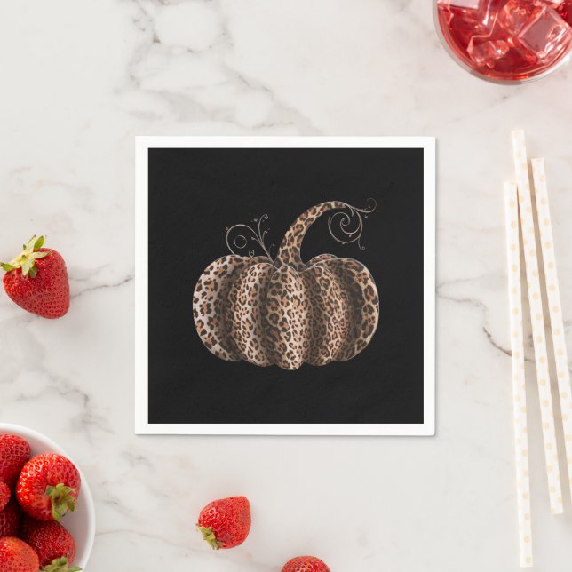 Halloween Pumpkin Plaid Leopard Fall Thanksgiving  Napkins (Insitu)