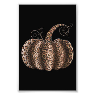 Halloween Pumpkin Plaid Leopard Fall Thanksgiving  Photo Print