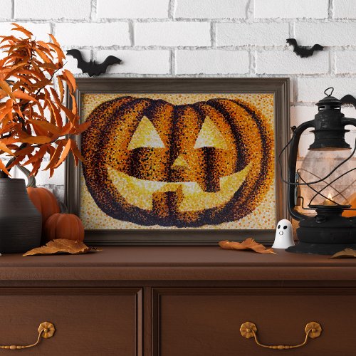 Halloween Pumpkin Pointillism Photo Print