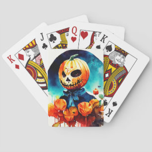 Halloween pumpkin poker cards
