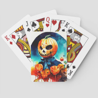 Halloween pumpkin poker cards
