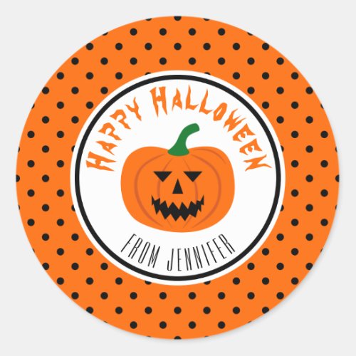 Halloween Pumpkin Polka Dots Stickers
