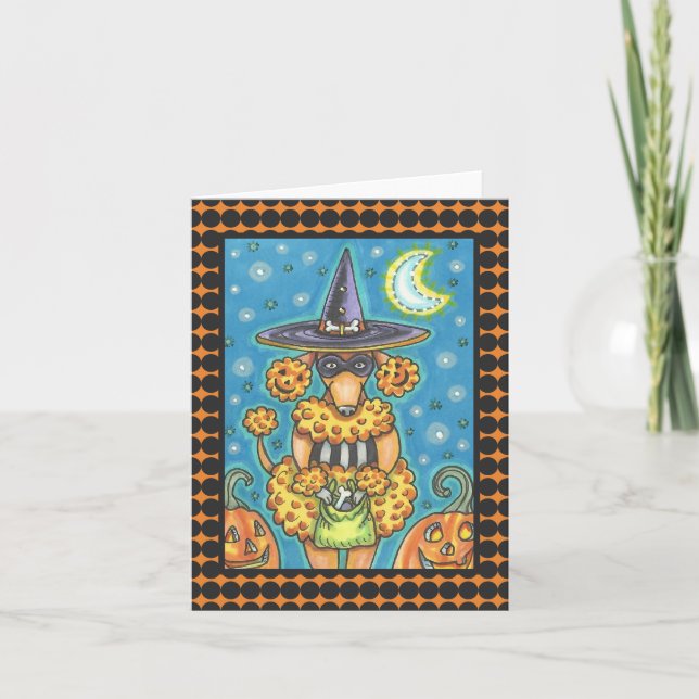 HALLOWEEN PUMPKIN POODLE NOTE GREETING CARD Blank (Front)