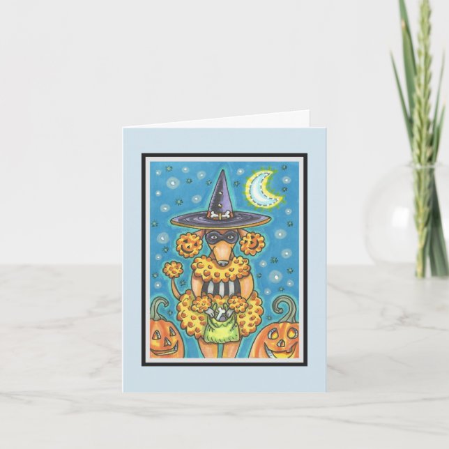 HALLOWEEN PUMPKIN POODLE NOTE GREETING CARD Verse (Front)
