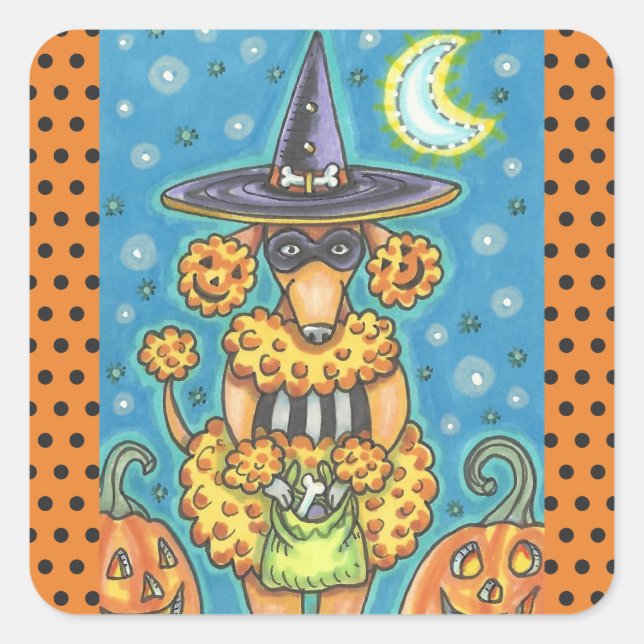 HALLOWEEN PUMPKIN POODLE STICKERS SHEET Square (Front)