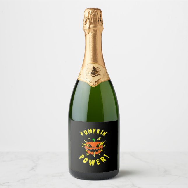 Halloween Pumpkin Power Sparkling Wine Label (Front)