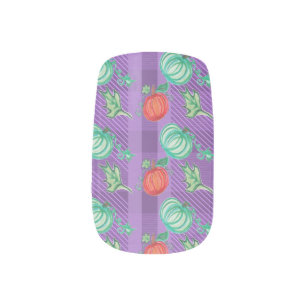 Halloween Pumpkin Purple Plaid Minx Nail Art