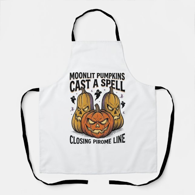 Halloween Pumpkin Quote Moonlit Jack O Lantern Eng Apron (Front)