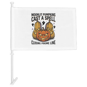 Halloween Pumpkin Quote Moonlit Jack O Lantern Eng Car Flag