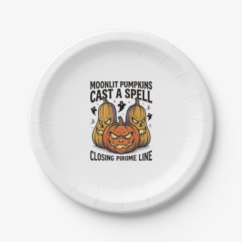 Halloween Pumpkin Quote Moonlit Jack O Lantern Eng Paper Plates