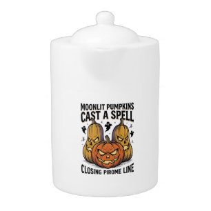 Halloween Pumpkin Quote Moonlit Jack O Lantern Eng Teapot