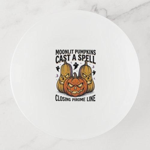 Halloween Pumpkin Quote Moonlit Jack O Lantern Eng Trinket Tray