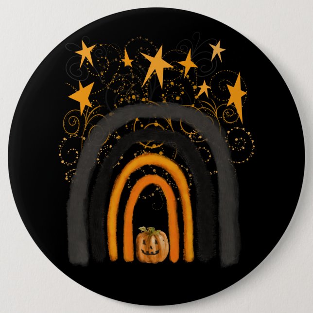 Halloween Pumpkin Rainbow Button (Front)