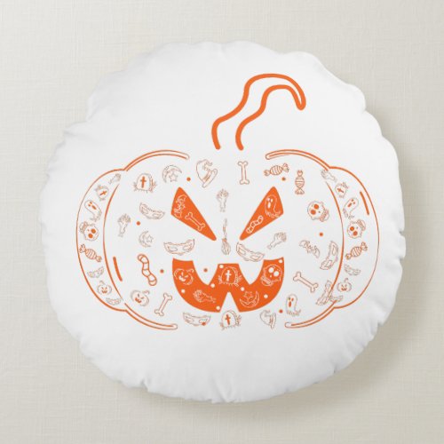 Halloween Pumpkin  Round Pillow