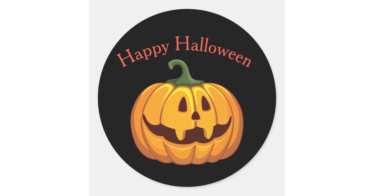 Halloween Pumpkin Round Sticker | Zazzle
