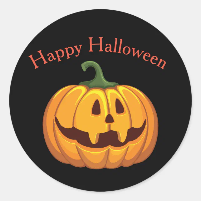 Halloween Pumpkin Round Sticker | Zazzle