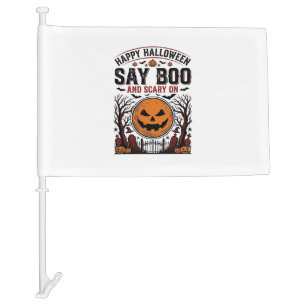 Halloween Pumpkin Say Boo Scary Vintage_1 Car Flag