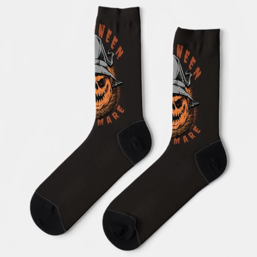 Halloween Pumpkin Scarecrow Design Socks