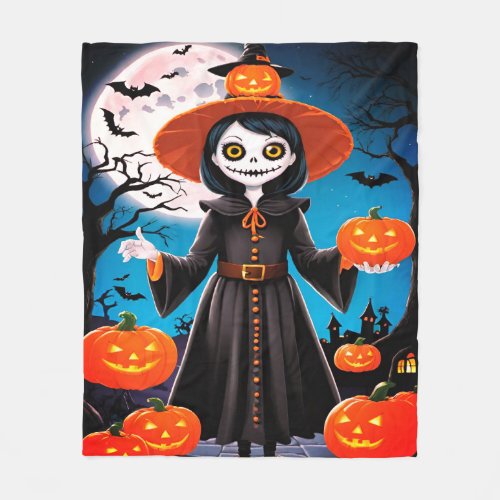 Halloween pumpkin Scarecrow  Fleece Blanket