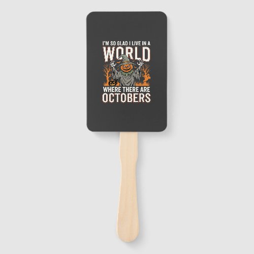 Halloween Pumpkin Scarecrow October World Vintage Hand Fan