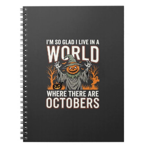 Halloween Pumpkin Scarecrow October World Vintage Notebook