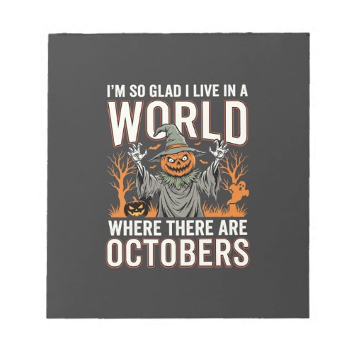 Halloween Pumpkin Scarecrow October World Vintage Notepad