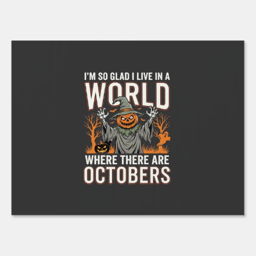 Halloween Pumpkin Scarecrow October World Vintage Sign