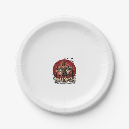 Halloween Pumpkin Scarecrow Raven Bats_1 Paper Plates