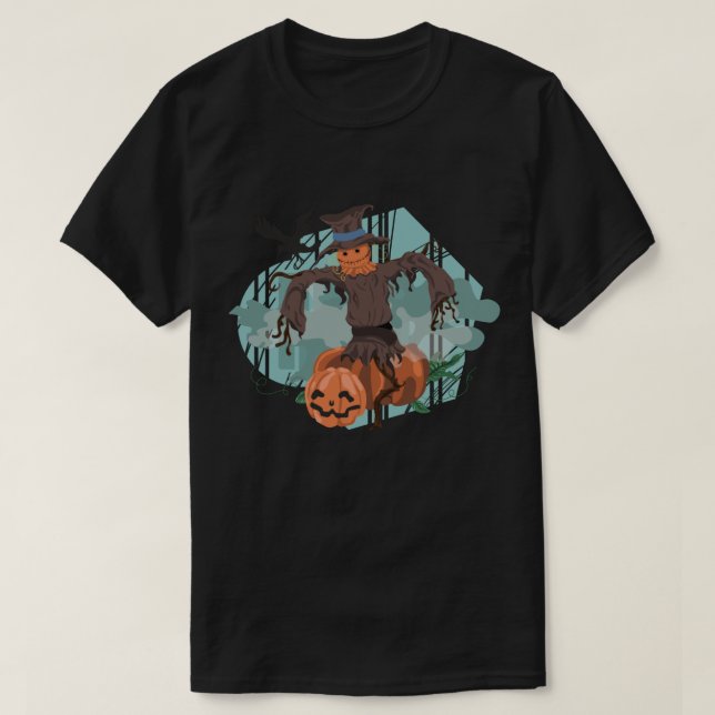 Halloween Pumpkin Scarecrow T-Shirt (Design Front)