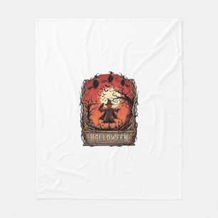 Halloween Pumpkin Scarecrow Witches Full Moon_1 Fleece Blanket