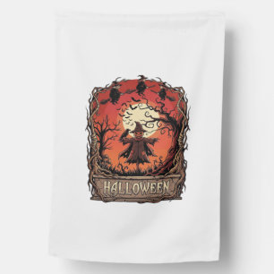 Halloween Pumpkin Scarecrow Witches Full Moon_1 House Flag
