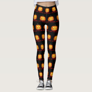Halloween Pumpkin Scary Cute Pattern Orange Fall Leggings