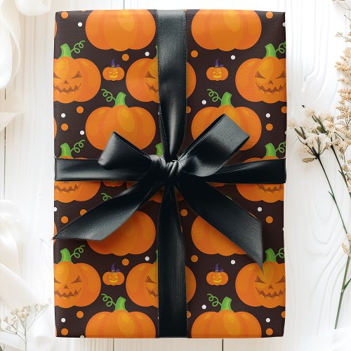 Halloween Pumpkin Scary Jack O'Lantern Pattern Wrapping Paper