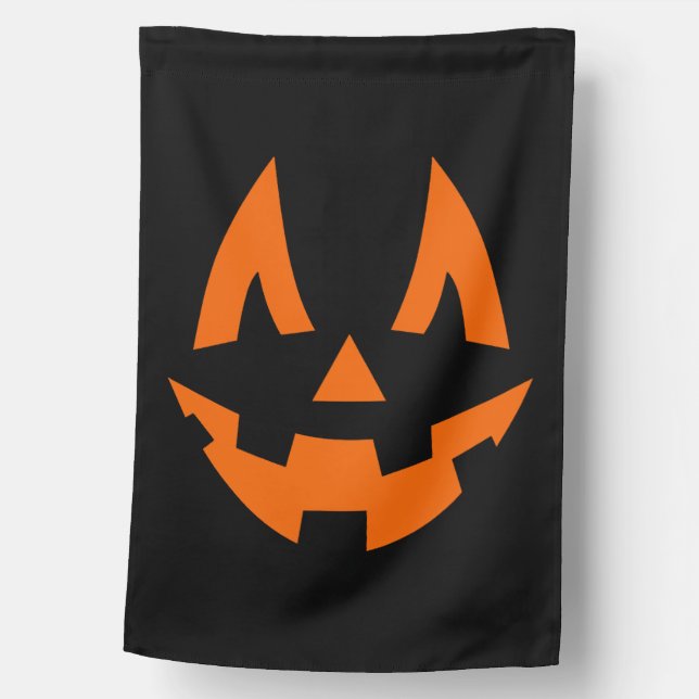 Halloween Pumpkin Scary Smile Face House Flag (Front)